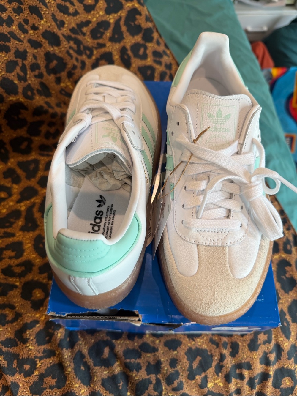 adidas Samba J Sneakers in White with Mint and Gum - Picture 5 of 5